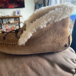 Cozy Tan Shearling Moccasin Slippers Ugg